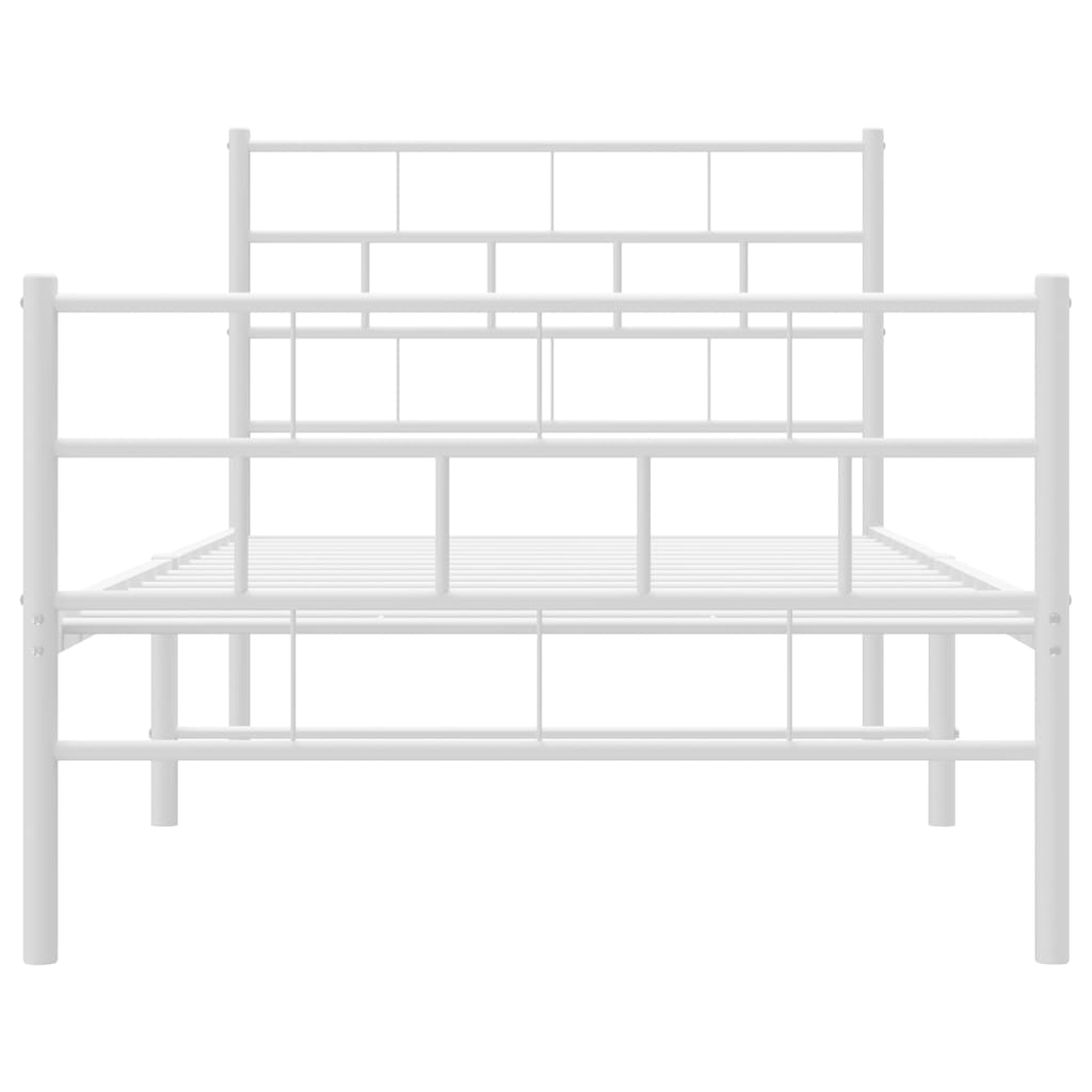 vidaXL Estrutura de cama com cabeceira e pés 107x203 cm metal branco