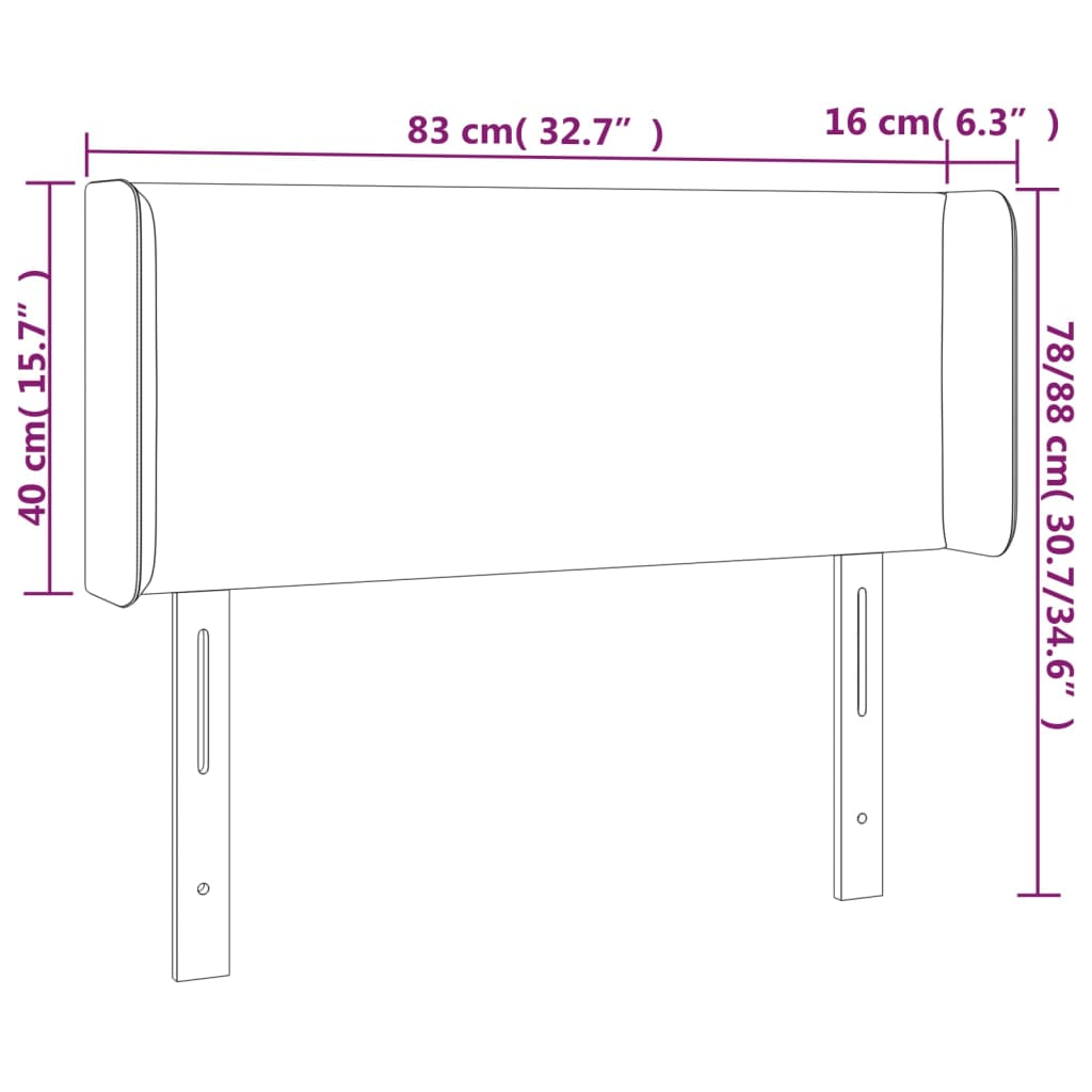 vidaXL Cabeceira de cama c/ luzes LED veludo 83x16x78/88cm cinza-claro