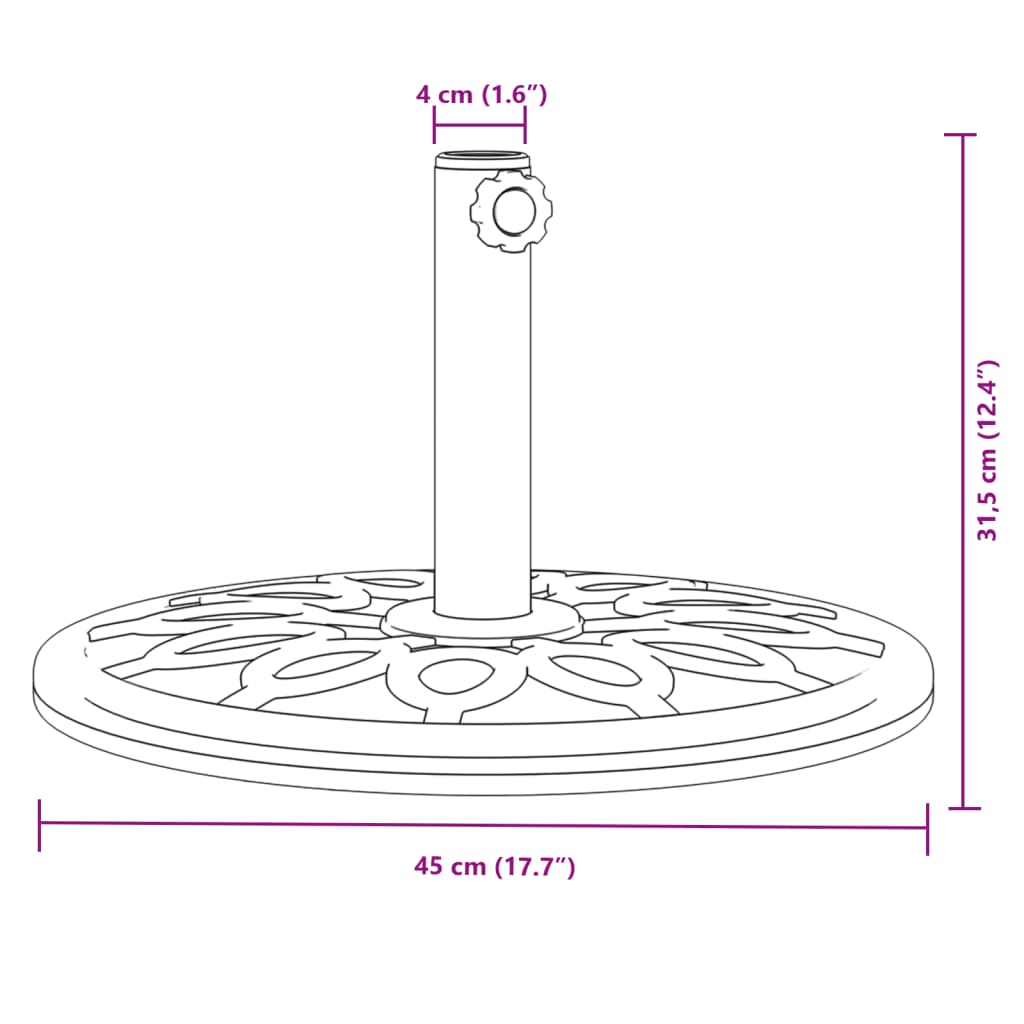 vidaXL Base de guarda-sol para postes de Ø38/48 mm 12 kg redondo