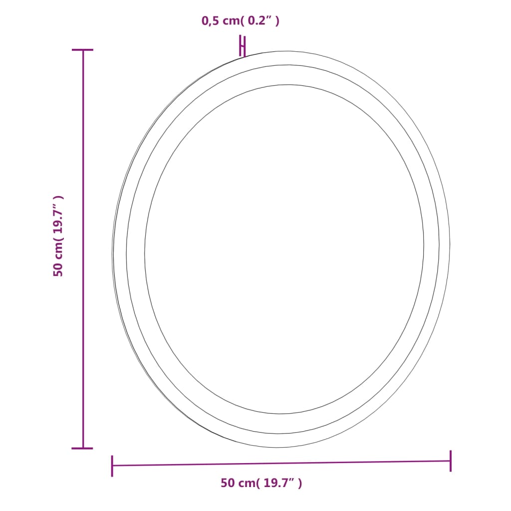 vidaXL Espelho de casa de banho com luzes LED redondo 50 cm