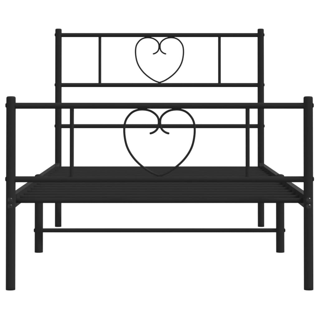 vidaXL Estrutura de cama com cabeceira e pés 107x203 cm metal preto