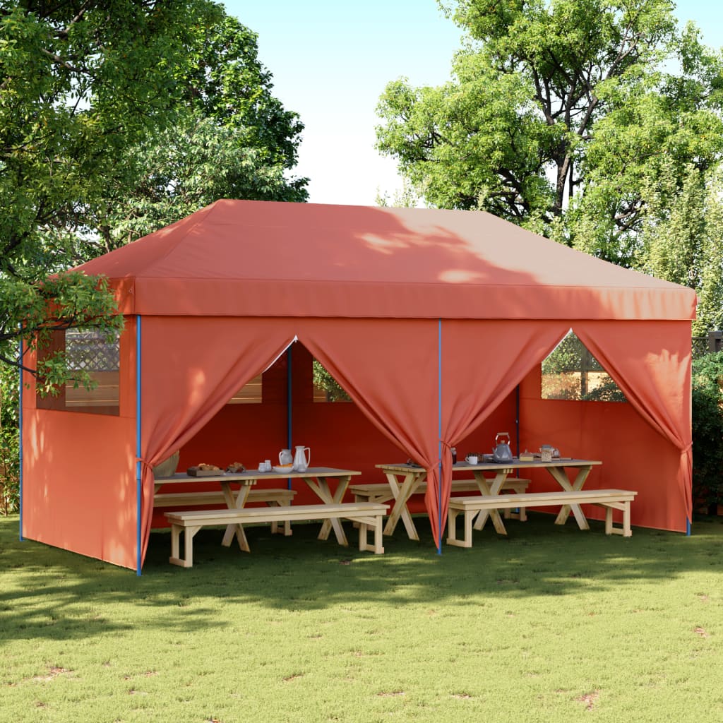 vidaXL Tenda p/ festas pop-up dobrável 4 paredes laterais terracotta