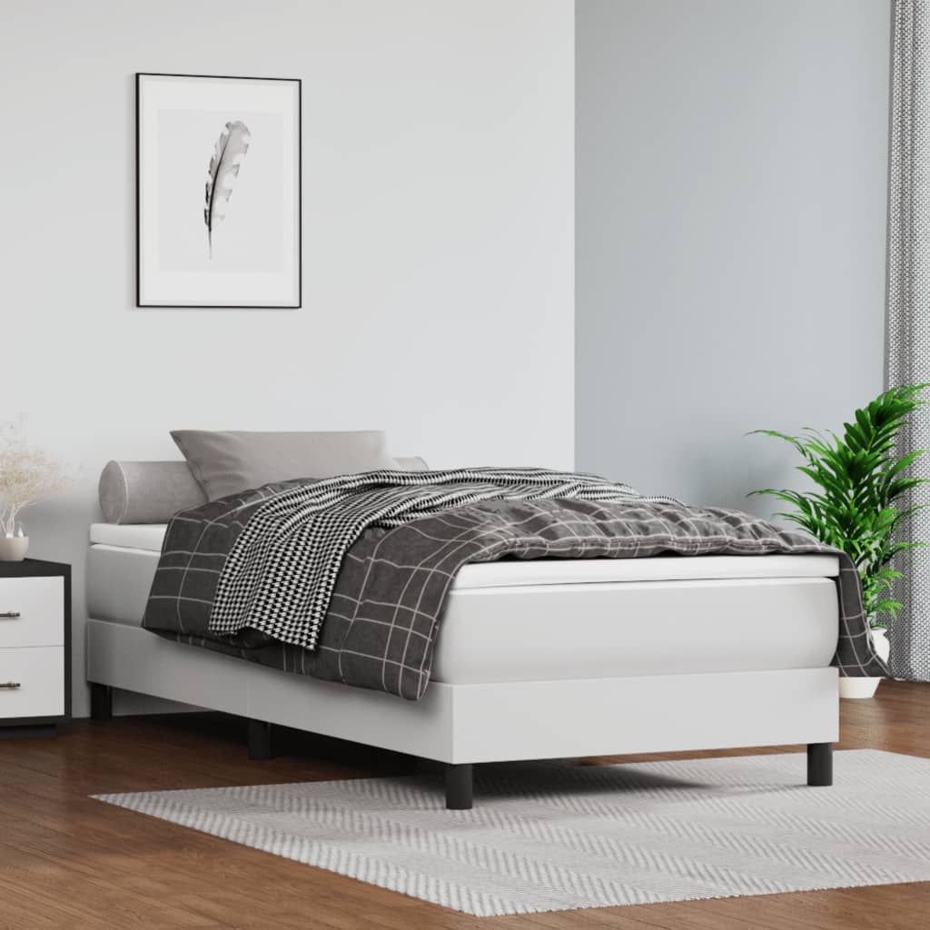 vidaXL Estrutura de cama 100x200 cm couro artificial branco