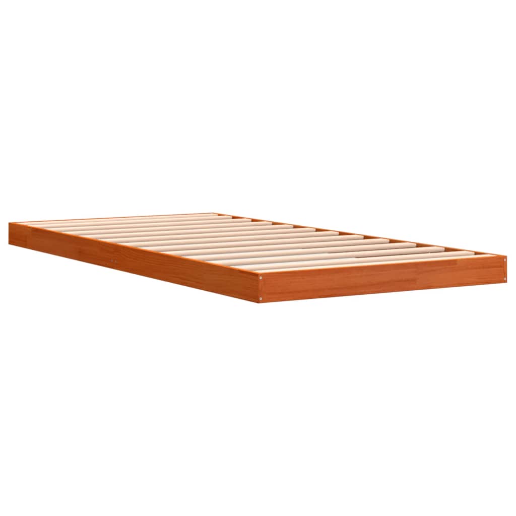 vidaXL Estrutura de cama 90x190 cm madeira pinho maciça castanho cera