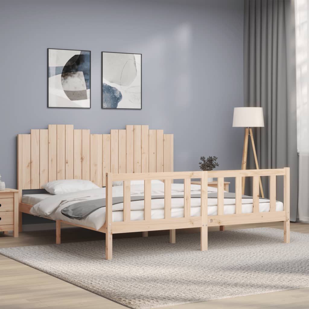 vidaXL Estrutura de cama com cabeceira 180x200 cm madeira maciça