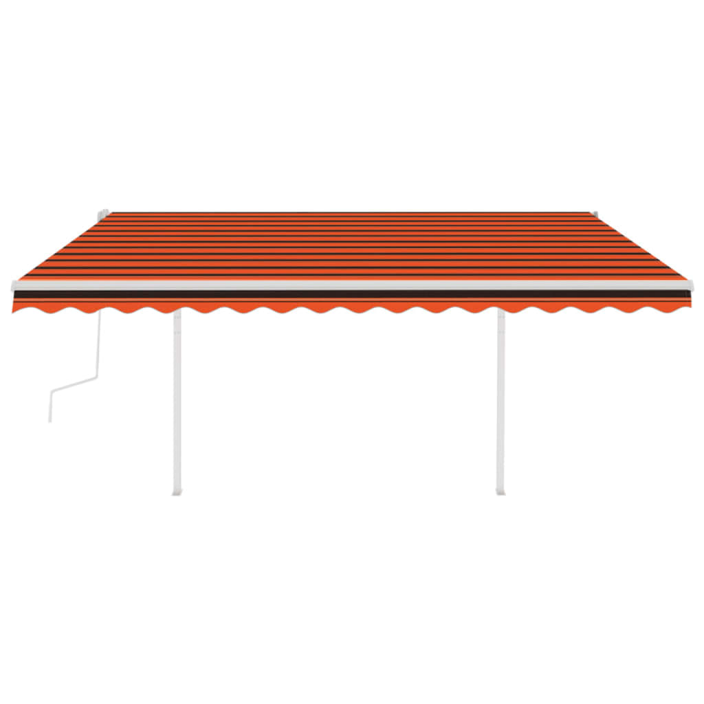 vidaXL Toldo retrátil manual com postes 4x3 m laranja e castanho