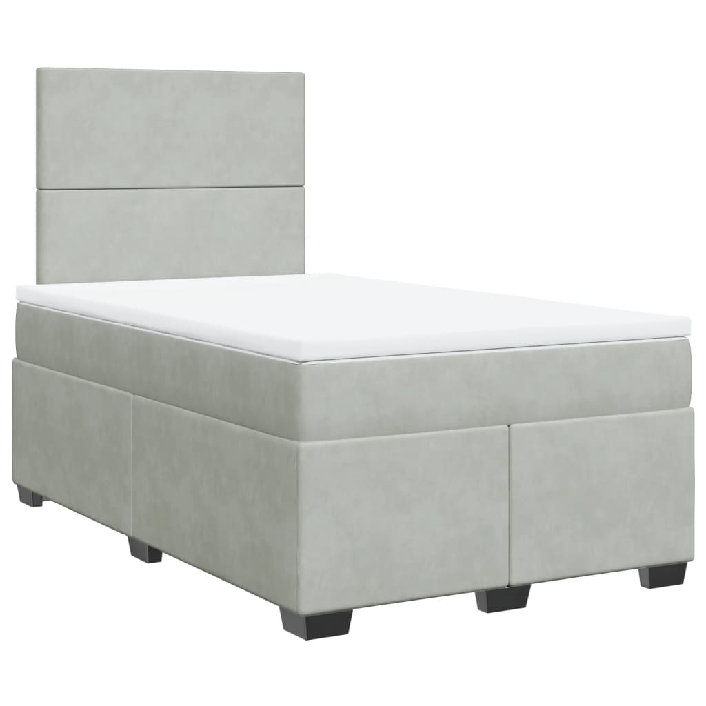 vidaXL Cama boxspring com colchão 120x190 cm veludo cinzento-claro