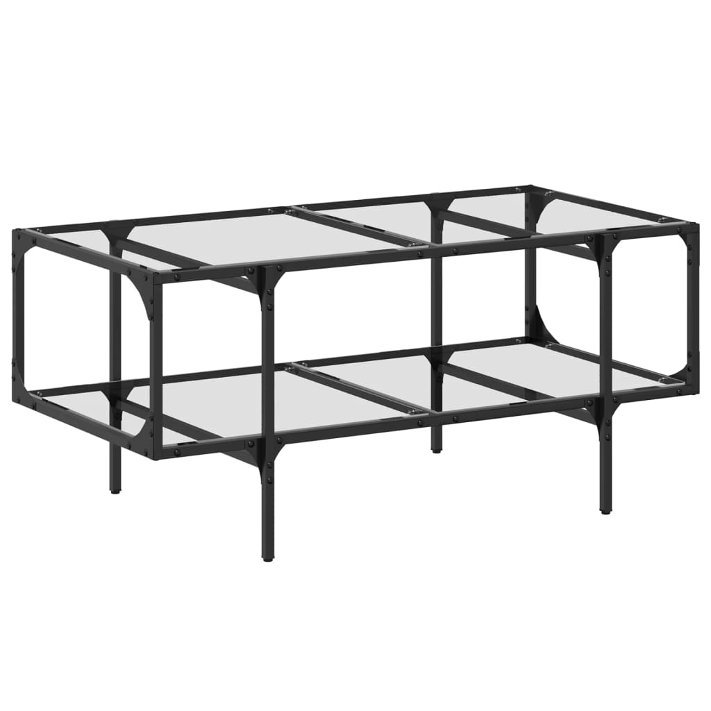 vidaXL Mesa de centro c/ topo em vidro transparente 98,5x50x45 cm aço