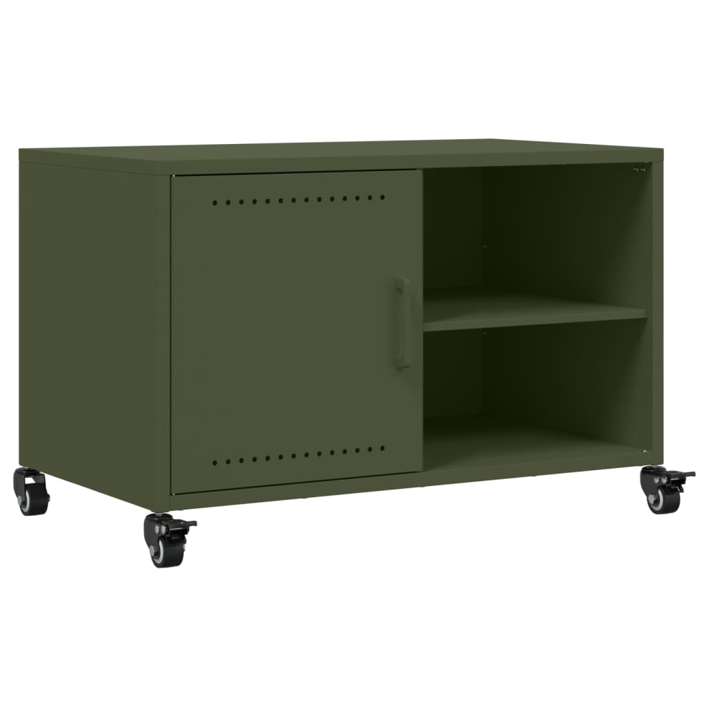 vidaXL Móvel de TV 68x39x43,5 cm aço verde azeitona