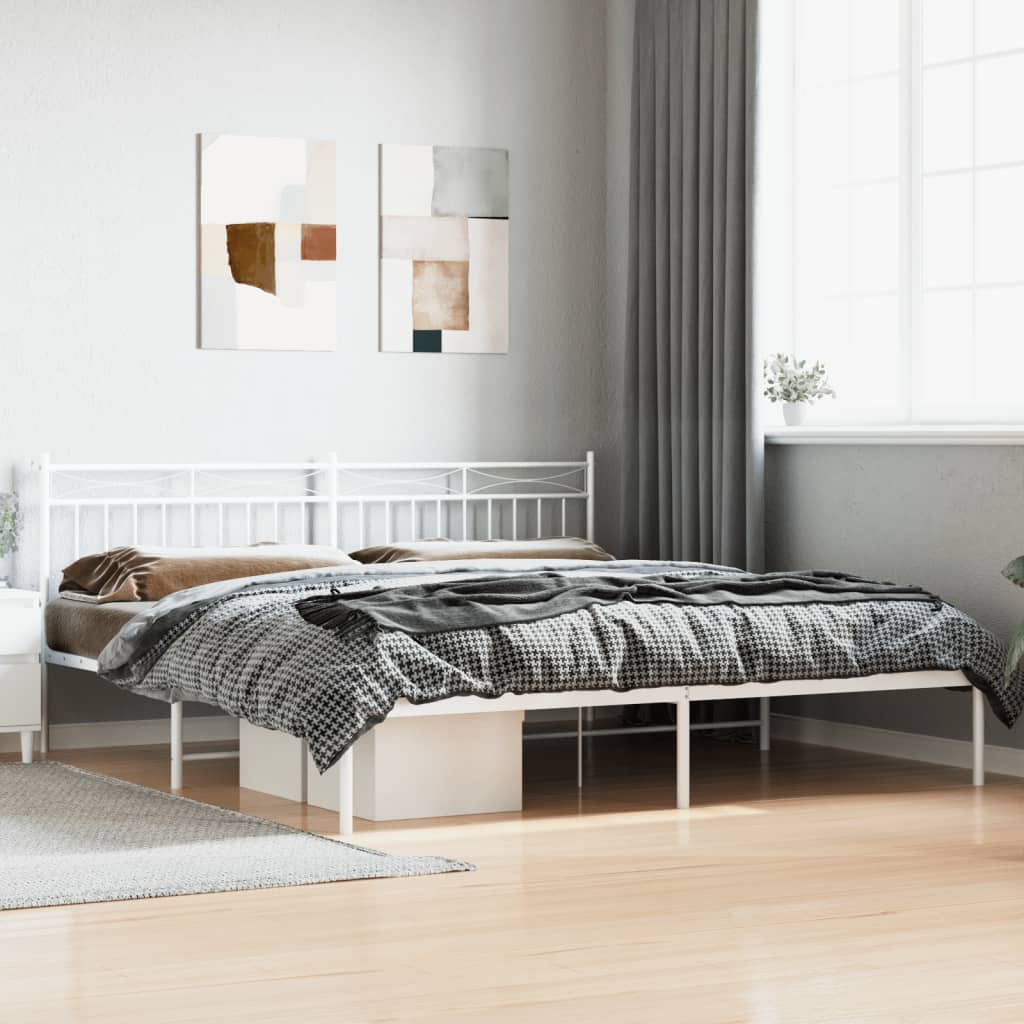 vidaXL Estrutura de cama com cabeceira 193x203 cm metal branco