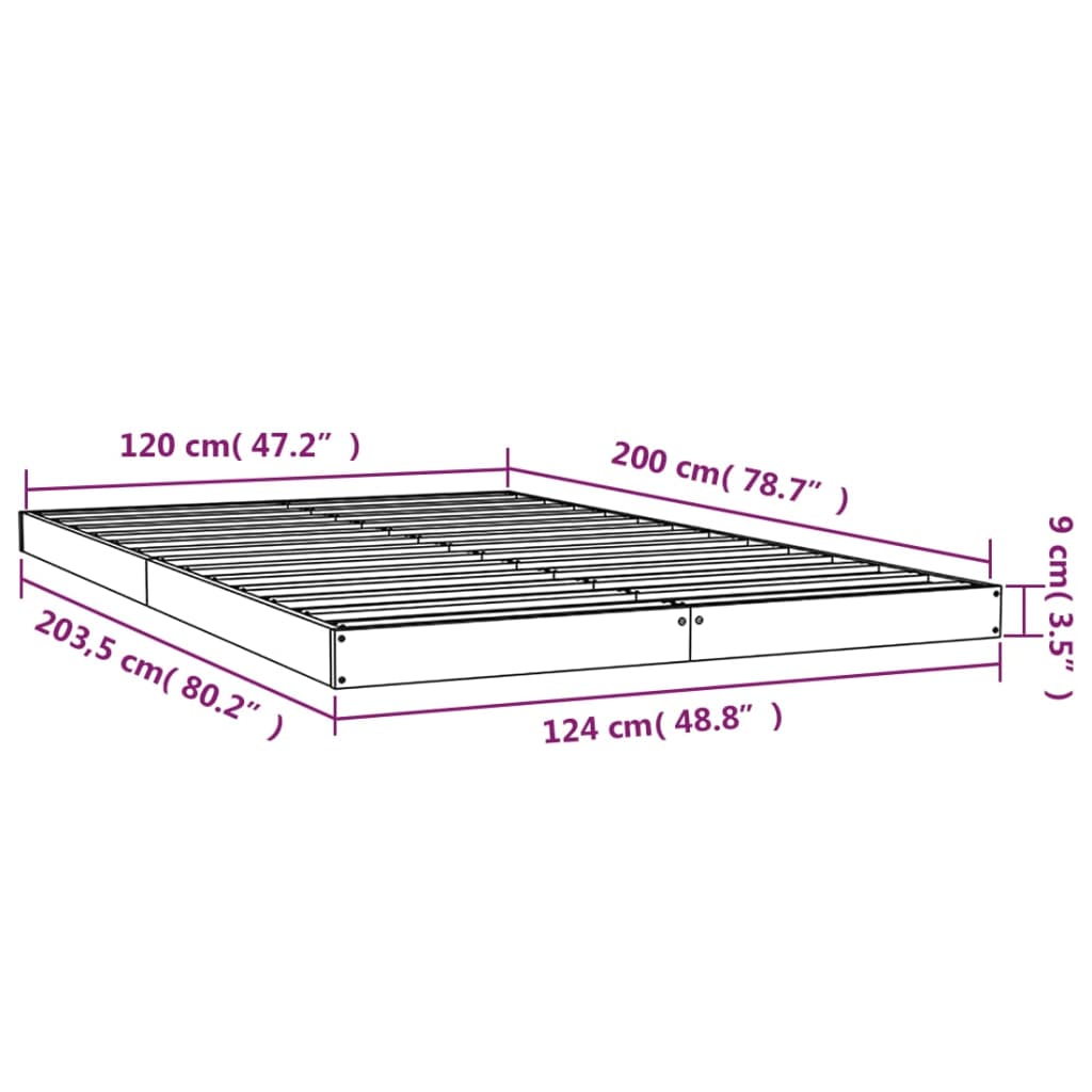 vidaXL Estrutura de cama 120x200 cm madeira de pinho maciça branco2