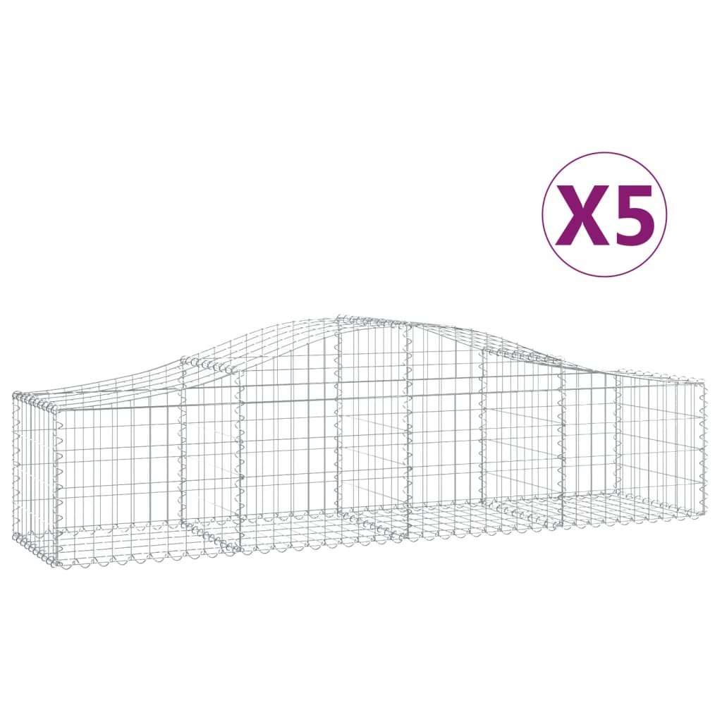 vidaXL Cestos gabião arqueados 5 pcs 200x50x40/60 cm ferro galvanizado