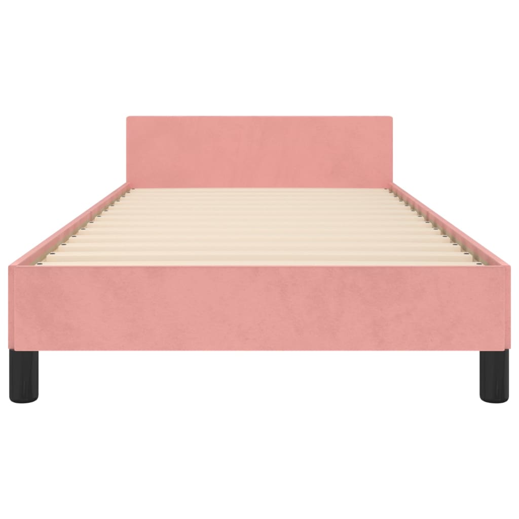 vidaXL Estrutura de cama c/ cabeceira 90x200 cm veludo rosa