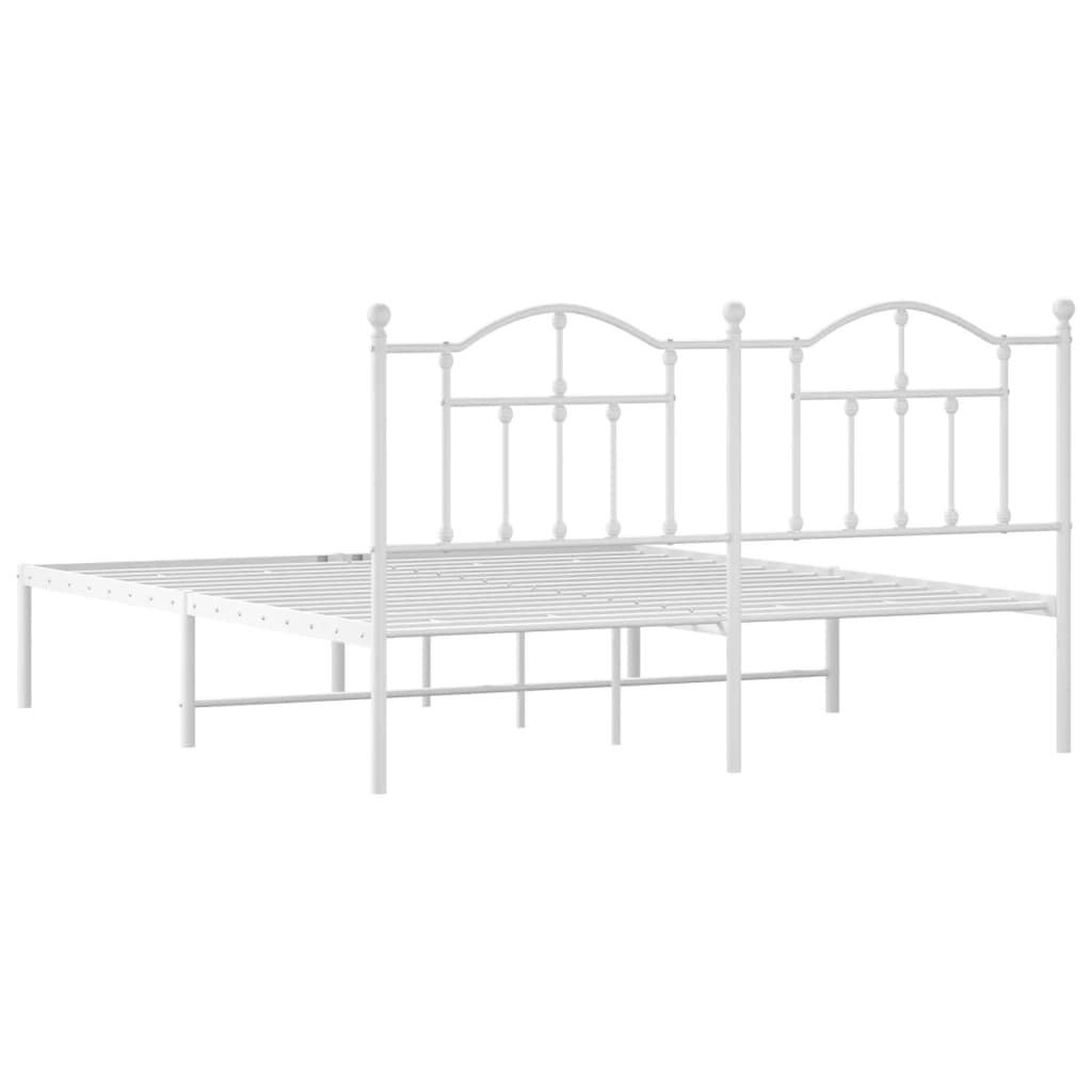 vidaXL Estrutura de cama com cabeceira 160x200 cm metal branco