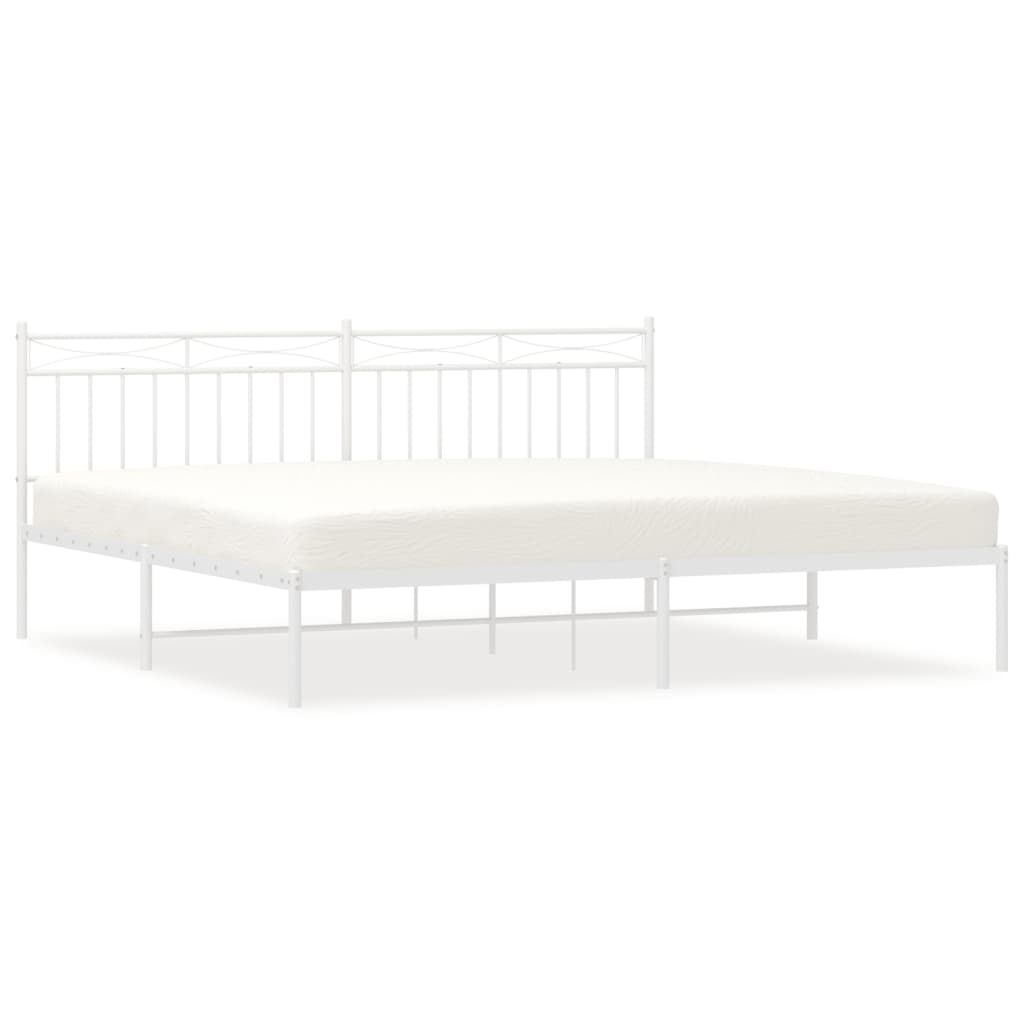 vidaXL Estrutura de cama com cabeceira 200x200 cm metal branco