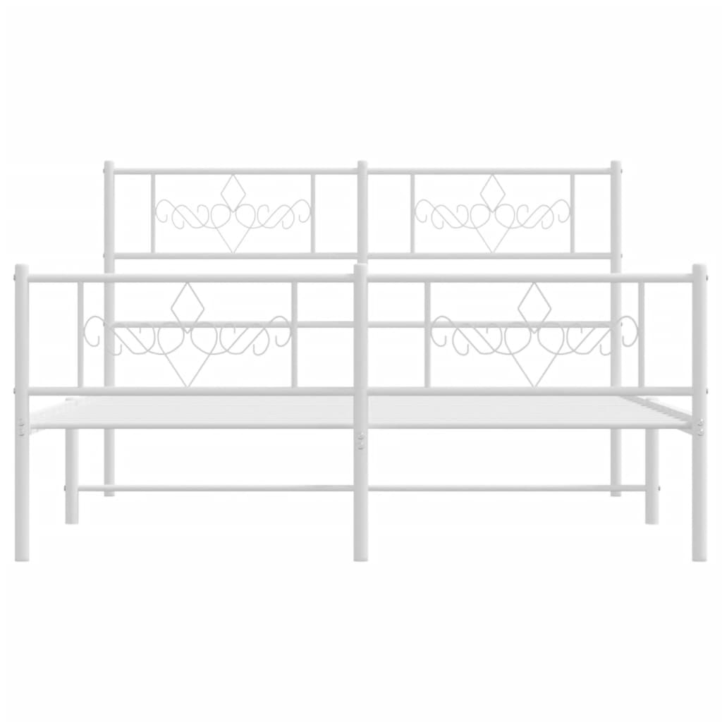 vidaXL Estrutura de cama com cabeceira e pés 140x190 cm metal branco