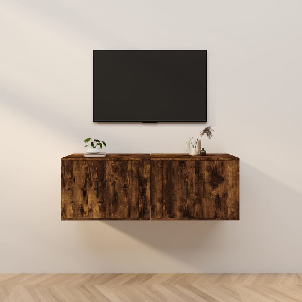 vidaXL Móveis de TV de parede 2 pcs 57x34,5x40 cm carvalho fumado