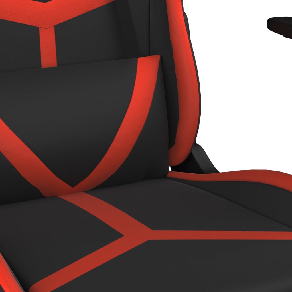 vidaXL Cadeira gaming c/ apoio pés couro artificial preto e vermelho