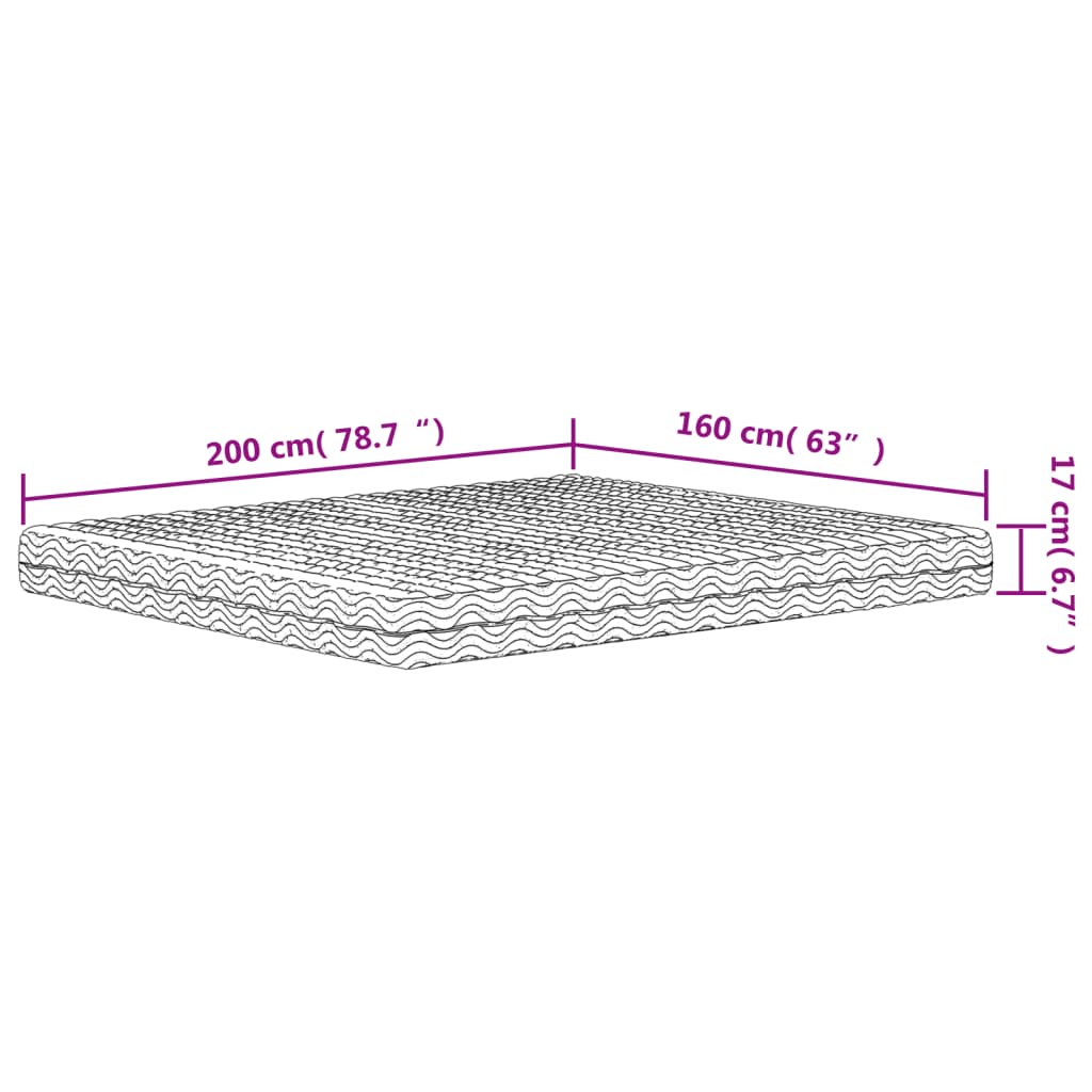 vidaXL Colchão de espuma 160x200 cm dureza H2 H3 branco