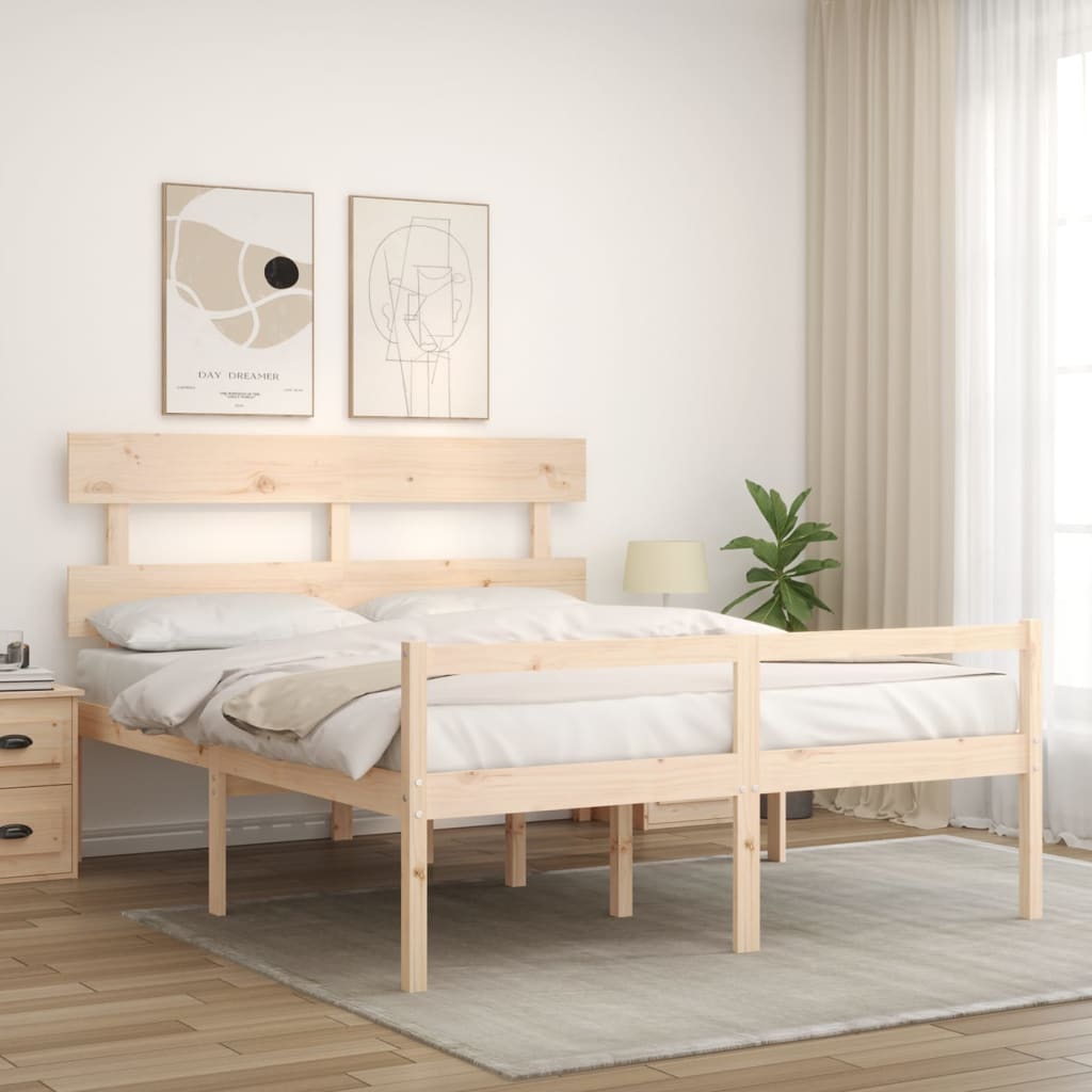 vidaXL Cama para idosos com cabeceira 160x200 cm madeira maciça