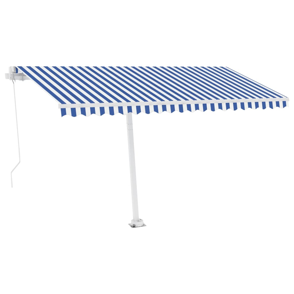 vidaXL Toldo retrátil manual independente 400x350 cm azul e branco