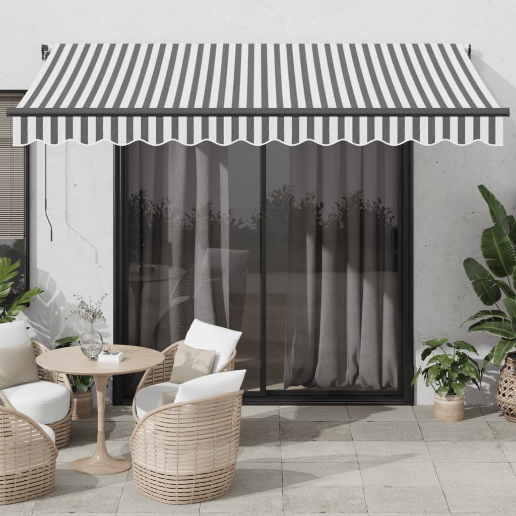 vidaXL Toldo retrátil manual 350x250 cm antracite e branco