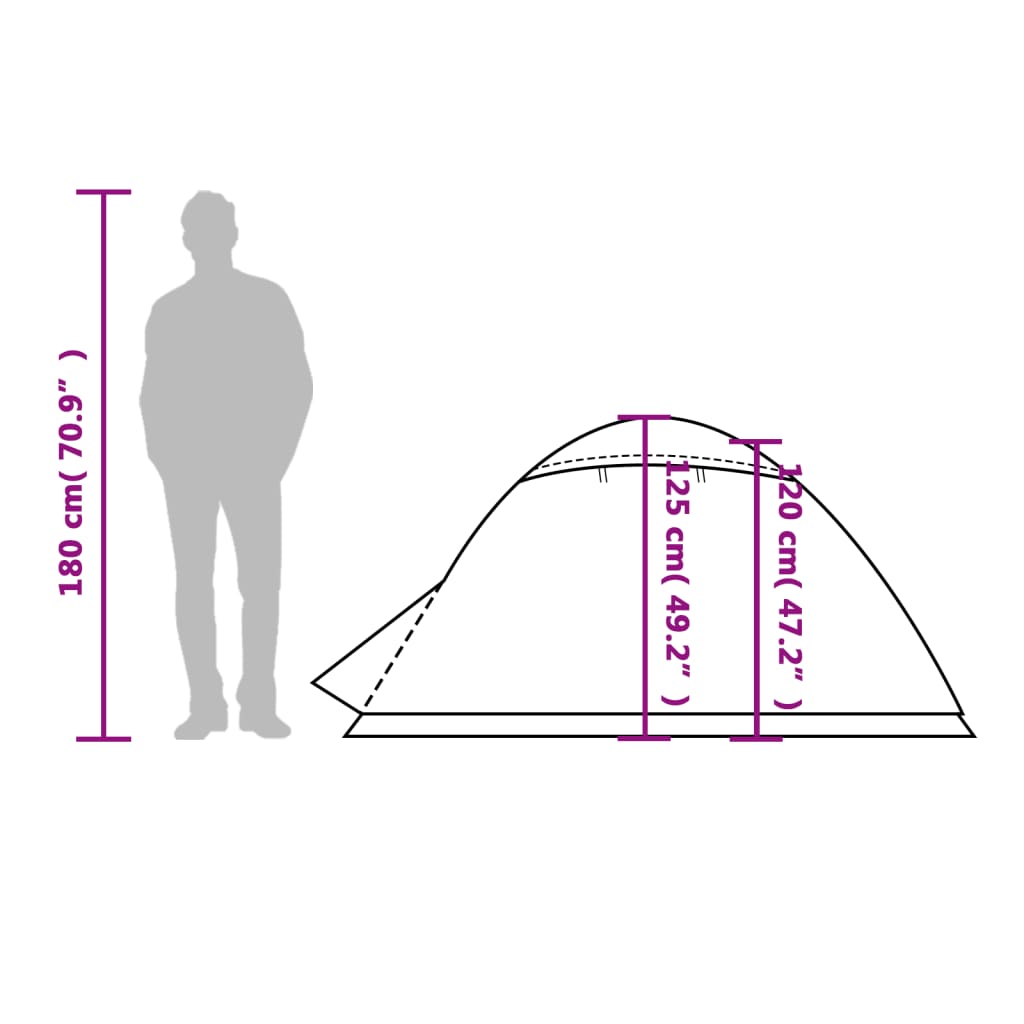 vidaXL Tenda de campismo p/ 2 pessoas tafetá 185T cinza/laranja