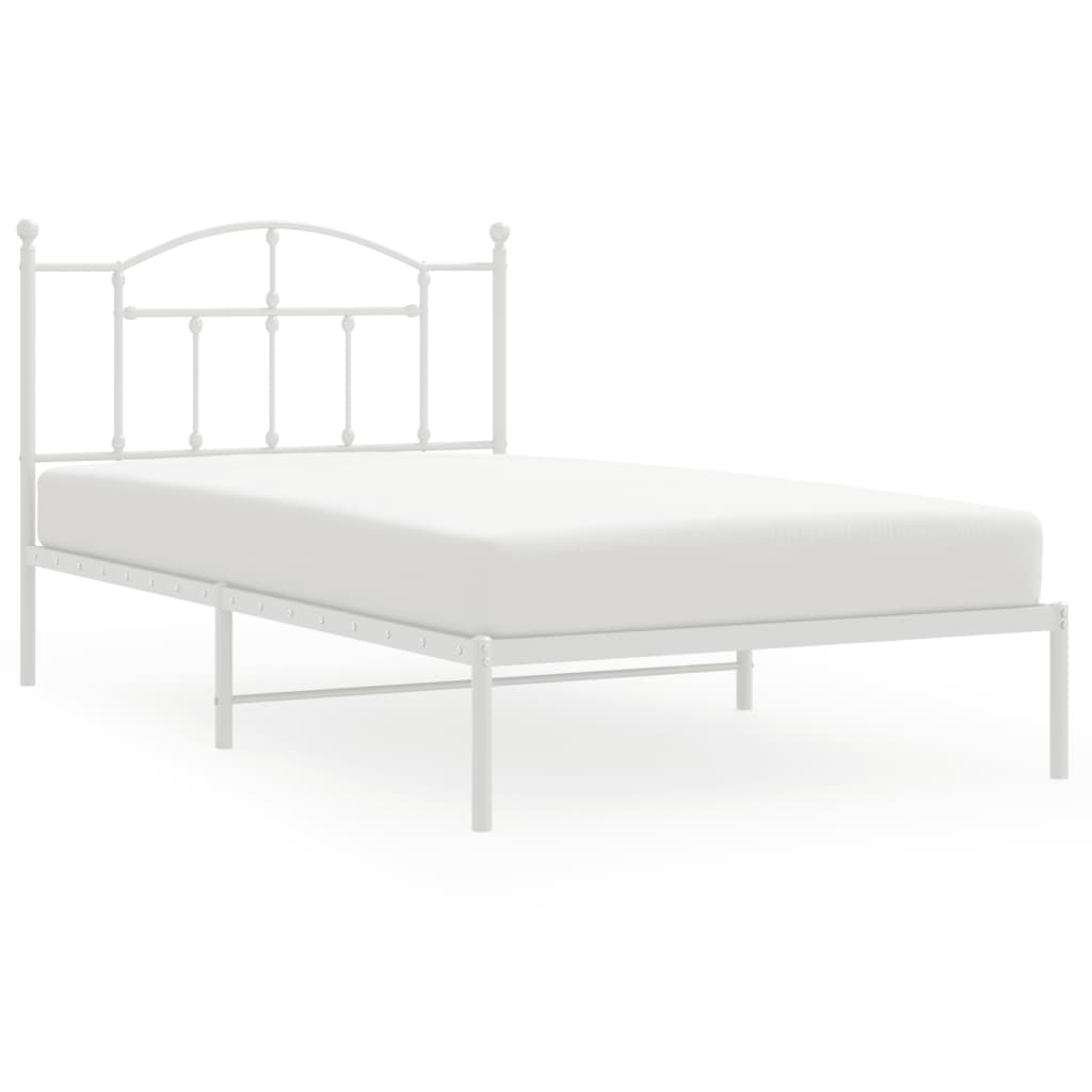 vidaXL Estrutura de cama com cabeceira 100x200 cm metal branco