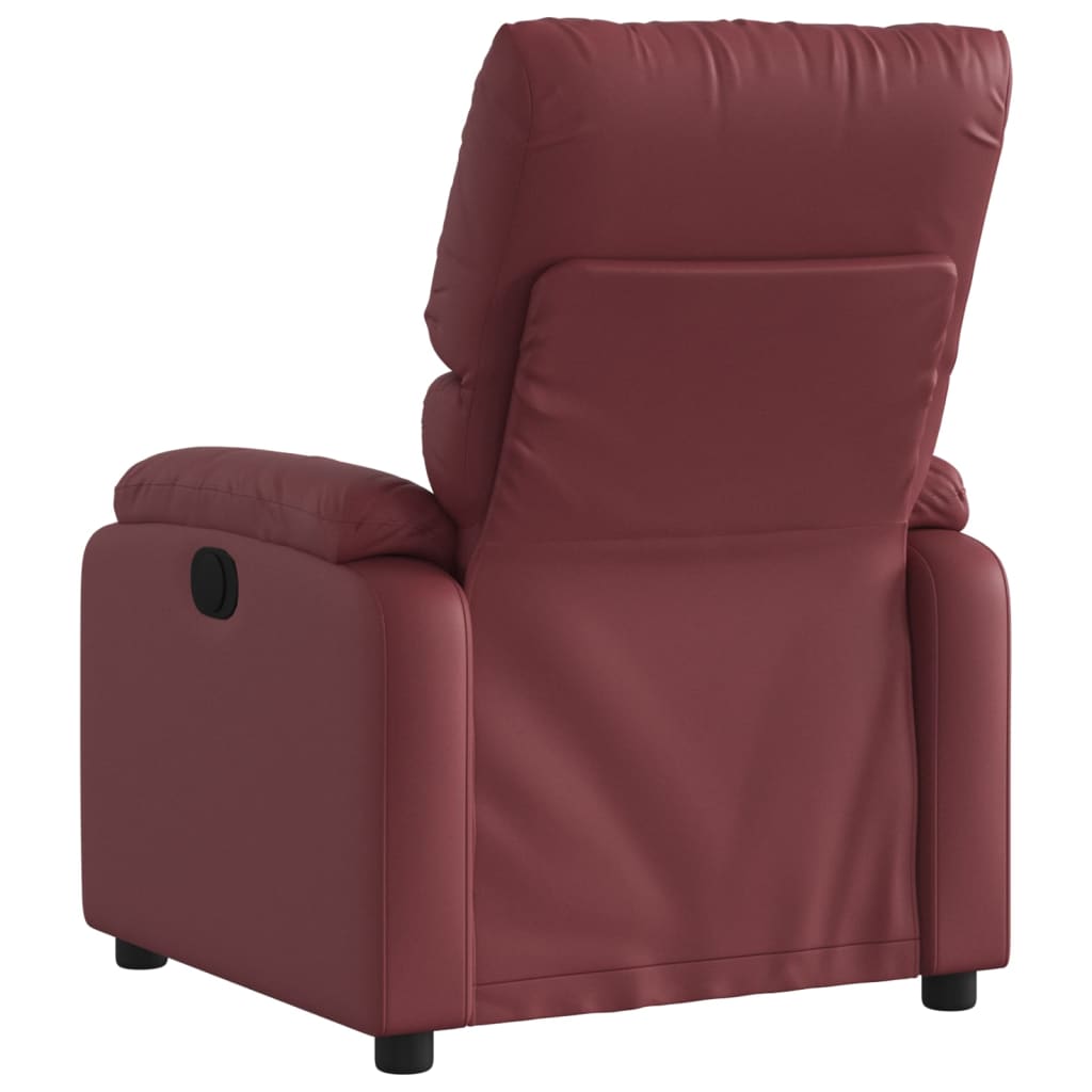 vidaXL Poltrona massagens reclinável couro artificial vermelho tinto