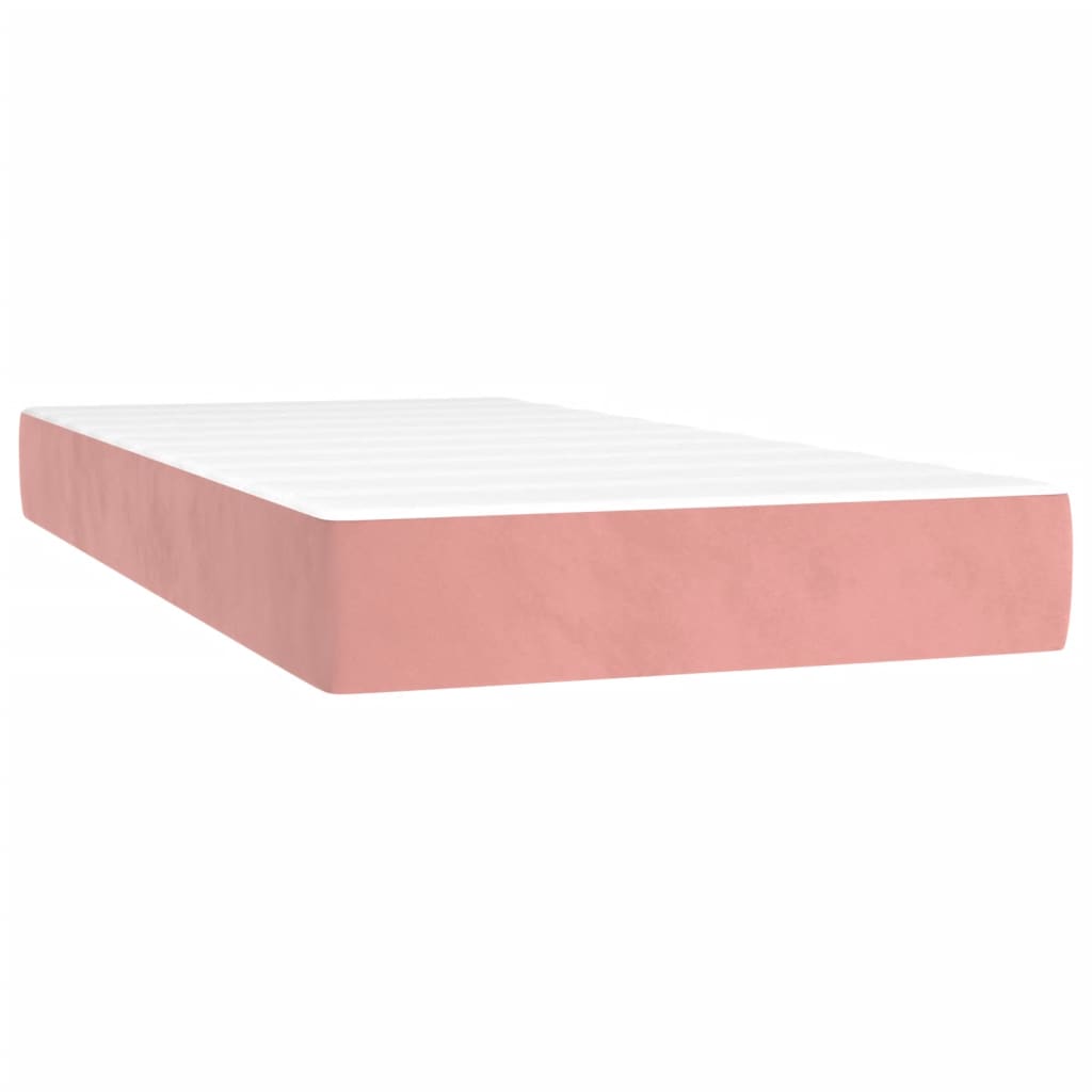vidaXL Cama boxspring com colchão 120x190 cm veludo rosa