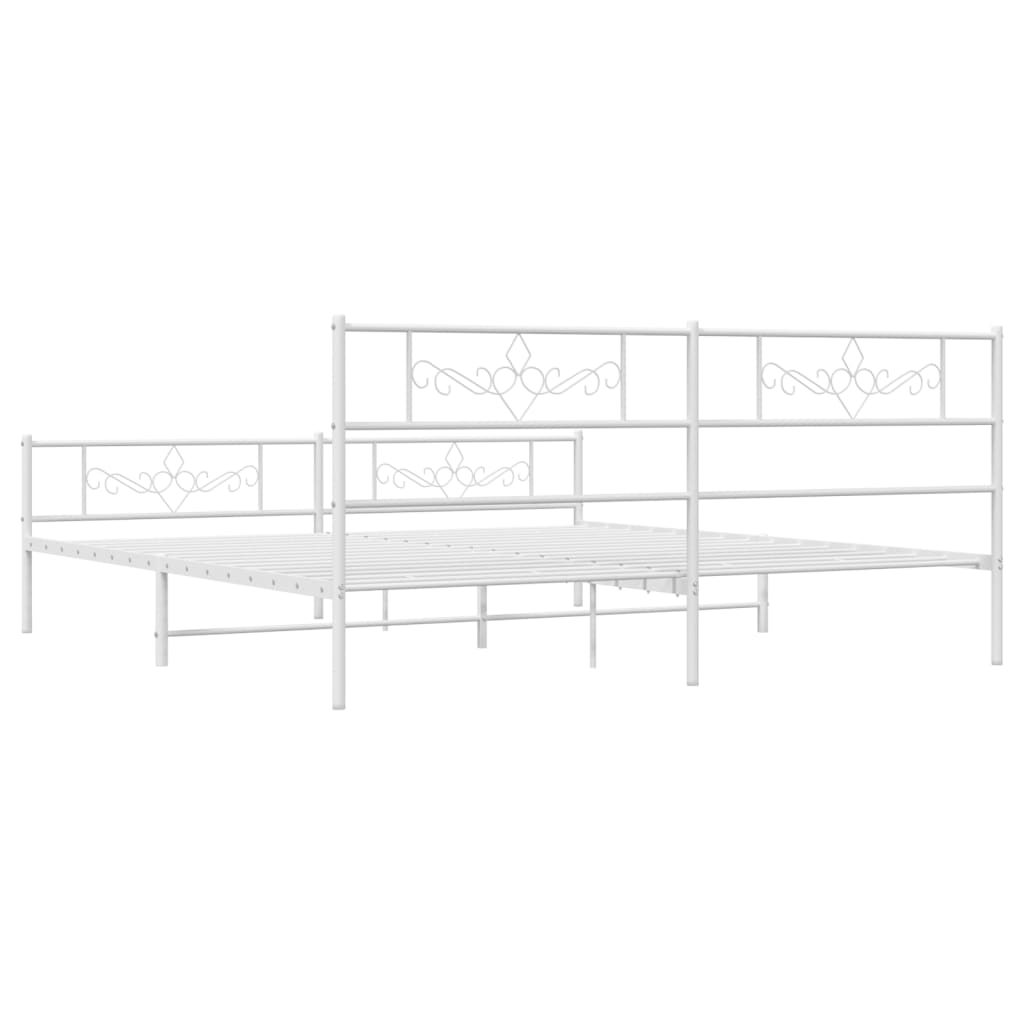 vidaXL Estrutura de cama com cabeceira e pés 180x200 cm metal branco