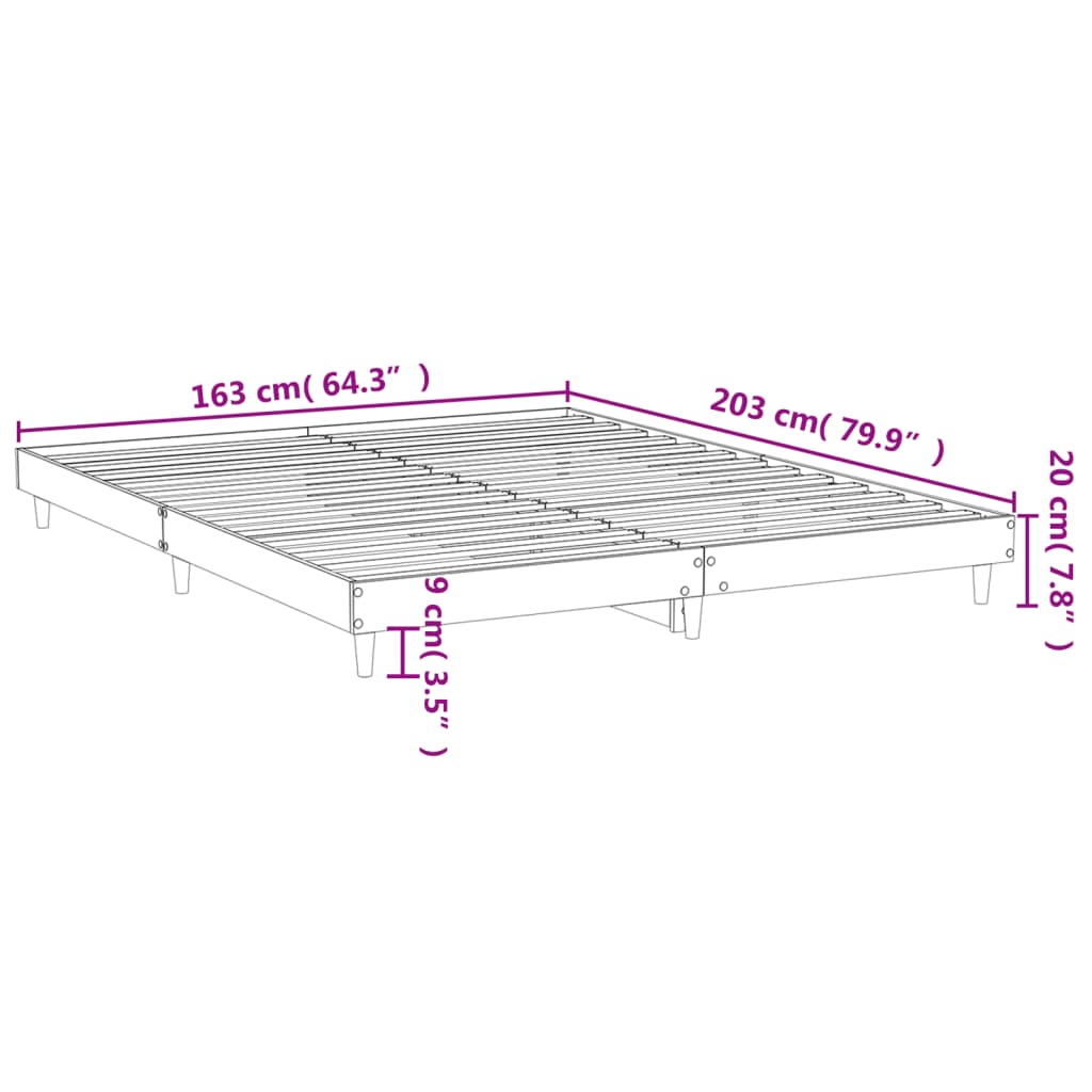 vidaXL Estrutura de cama 160x200 cm derivados de madeira cinza sonoma