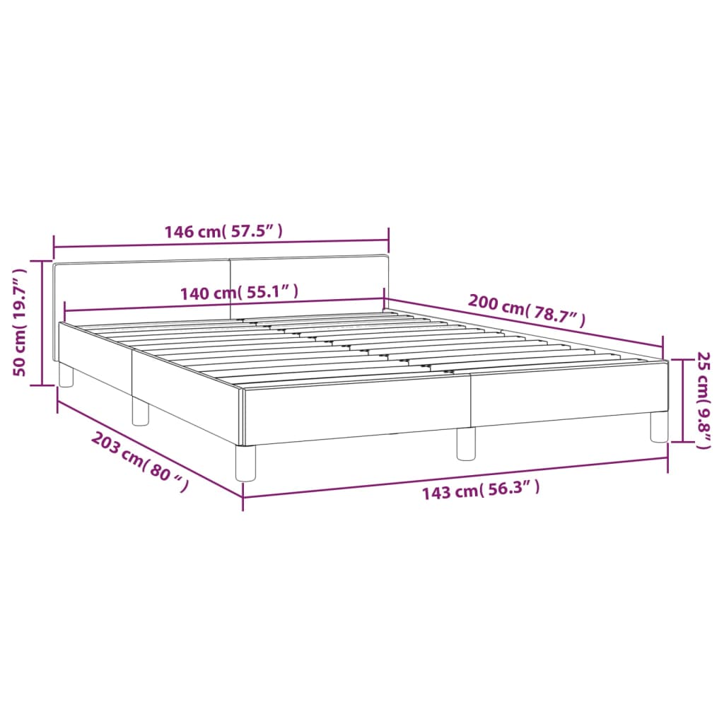 vidaXL Estrutura de cama sem colchão 140x200 cm tecido castanho-escuro