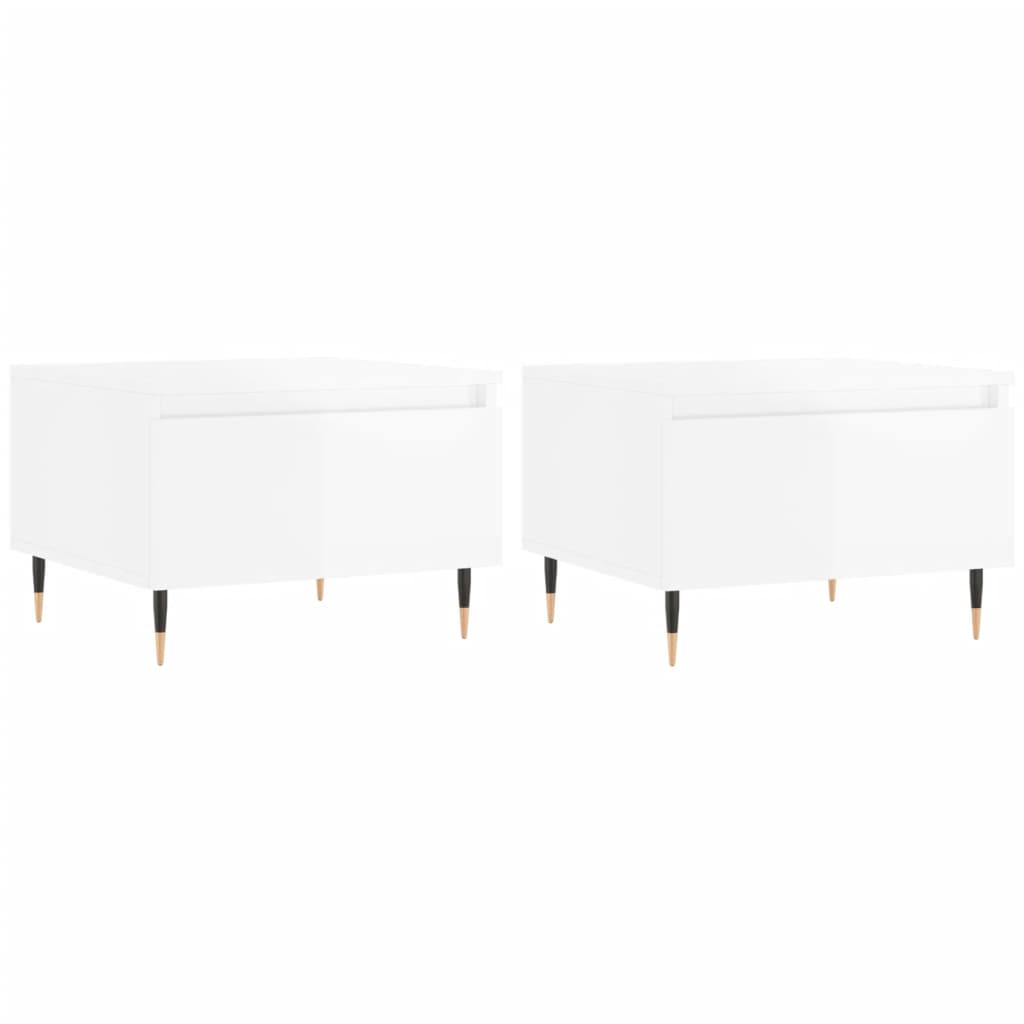 vidaXL Mesas de centro 2pcs 50x46x35cm deriv. madeira branco brilhante