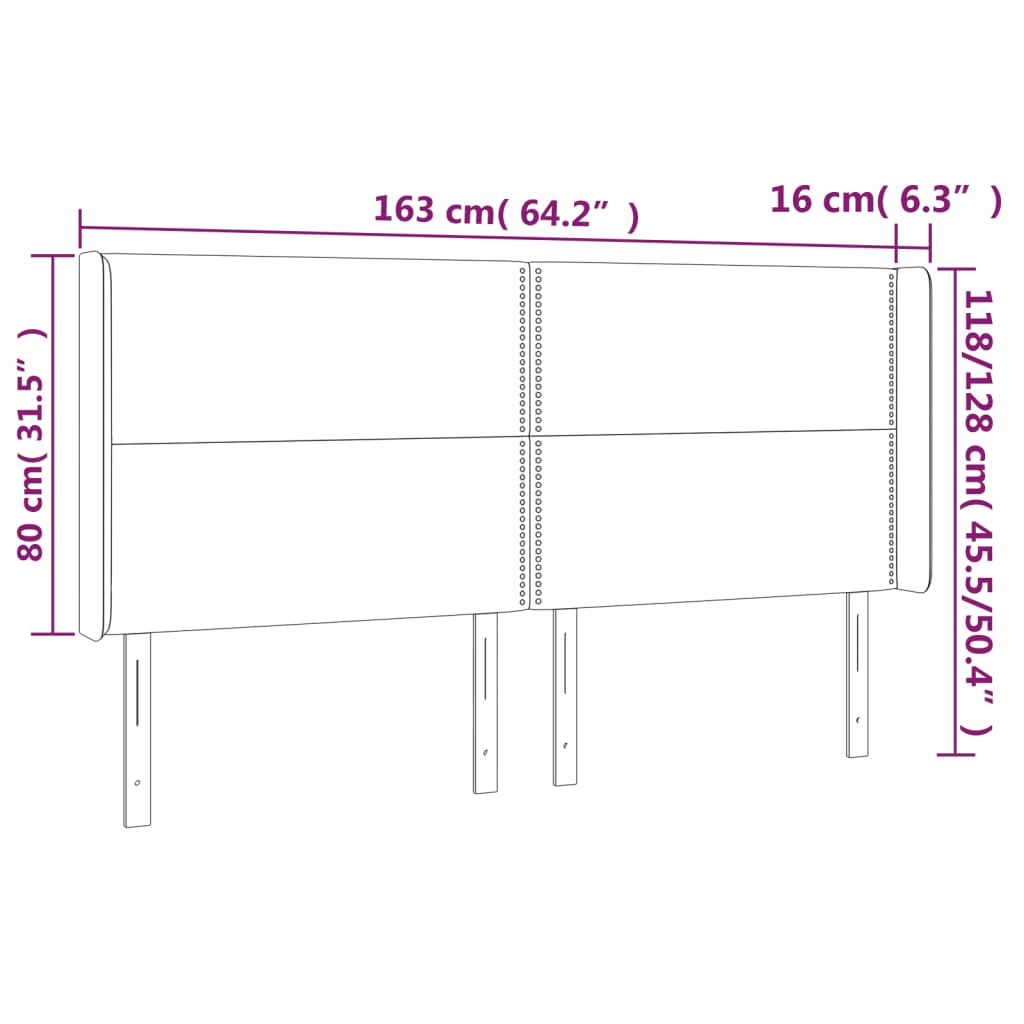 vidaXL Cabeceira cama c/ abas tecido 163x16x118/128 cm castanho-escuro