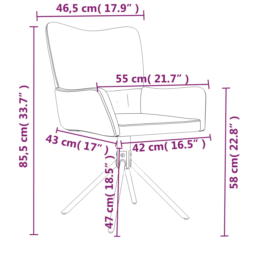 vidaXL Cadeiras de jantar giratórias 2 pcs veludo rosa