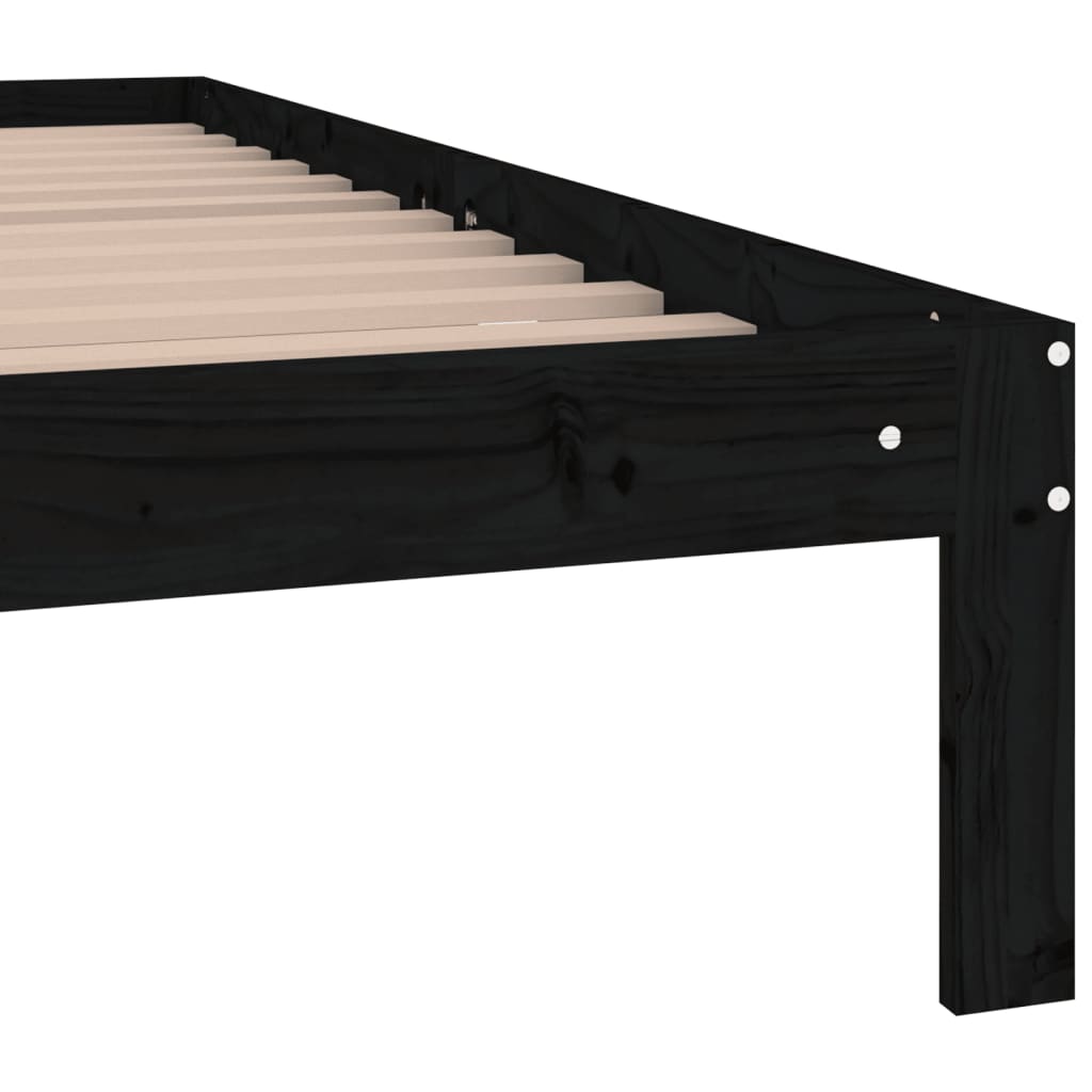 vidaXL Estrutura de cama casal 135x190 cm madeira maciça preto