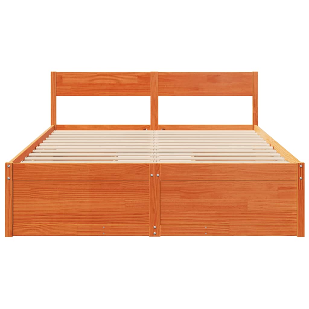 vidaXL Cama sem colchão 150x200 cm madeira pinho maciça castanho-mel