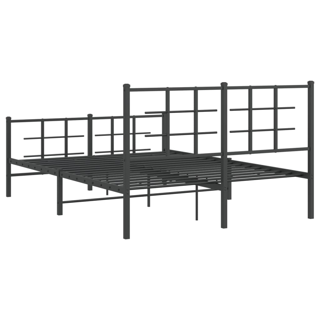 vidaXL Estrutura de cama com cabeceira e pés 140x190 cm metal preto