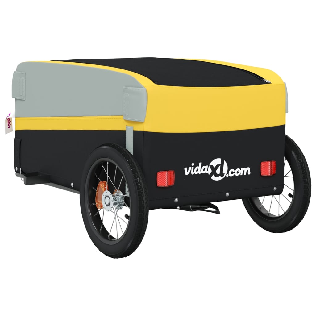 vidaXL Reboque para bicicleta 30 kg ferro preto e amarelo