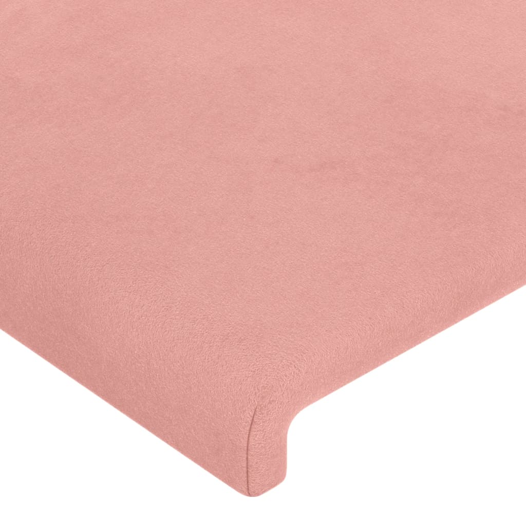 vidaXL Cabeceira de cama c/ luzes LED veludo 90x5x118/128 cm rosa