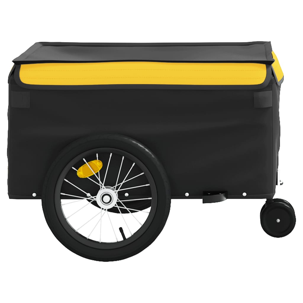 vidaXL Reboque para bicicleta 45 kg ferro preto e amarelo