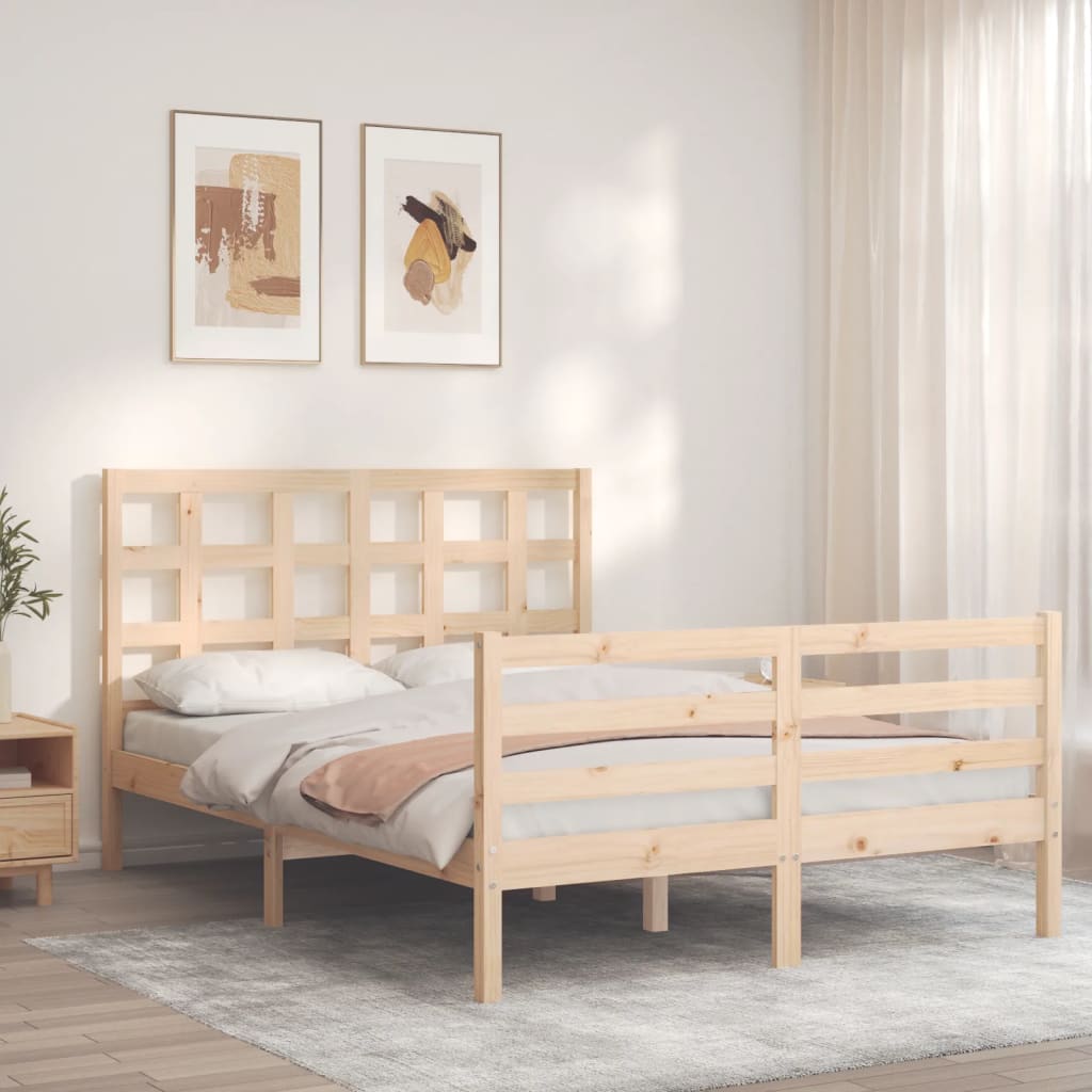 vidaXL Estrutura de cama com cabeceira 140x200 cm madeira maciça