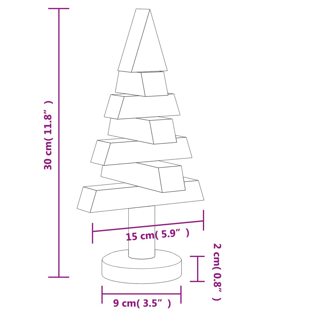 vidaXL Árvores de Natal decorativas 2pcs 30 cm madeira de pinho maciça