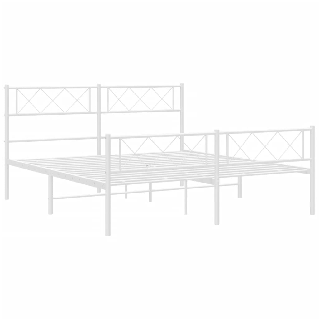 vidaXL Estrutura de cama com cabeceira e pés 120x200 cm metal branco