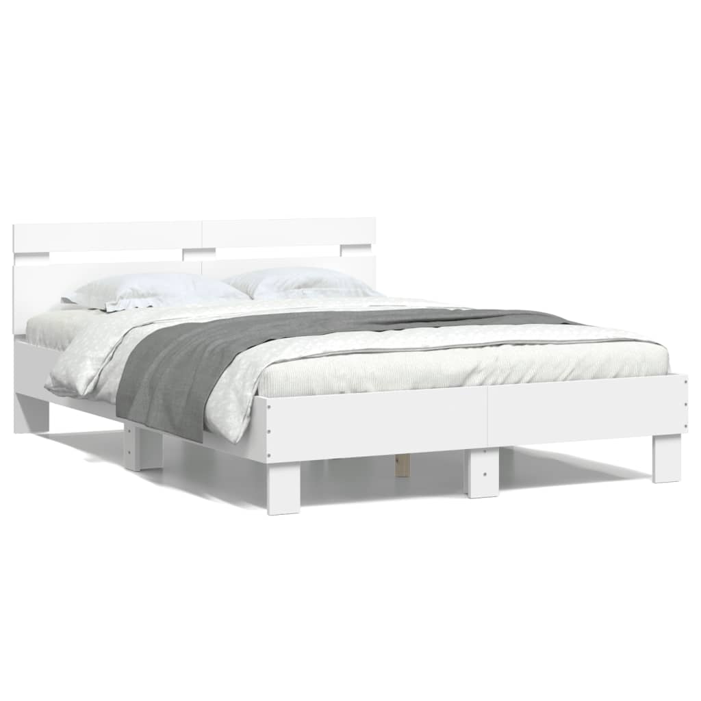 vidaXL Estrutura cama c/ cabeceira 135x190 cm derivados madeira branco