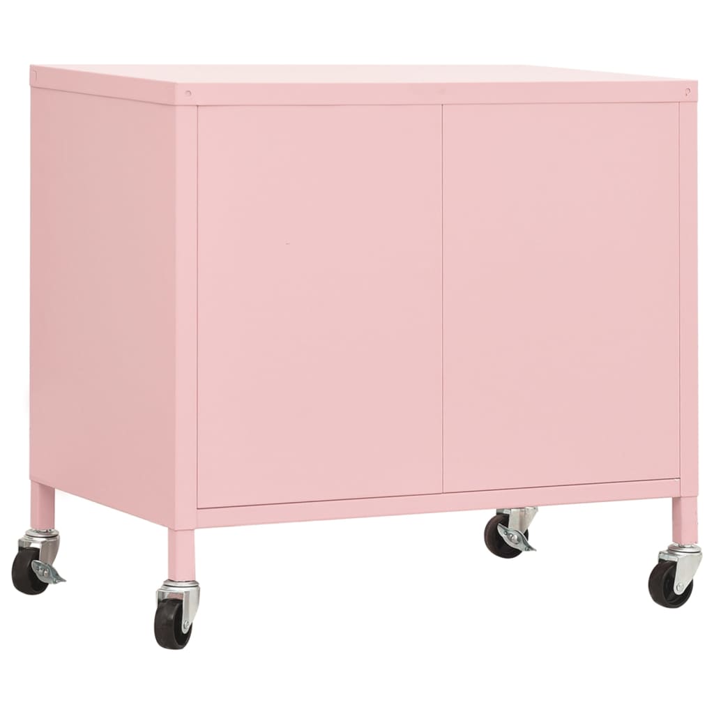 vidaXL Armário de arrumação aço 60x35x56 cm rosa