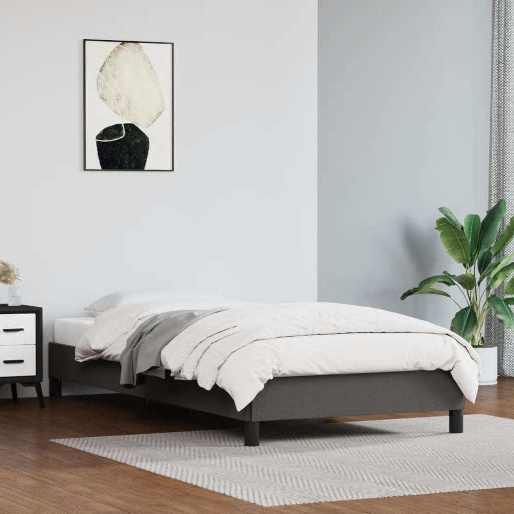 vidaXL Estrutura de cama 90x190 cm couro artificial cinzento