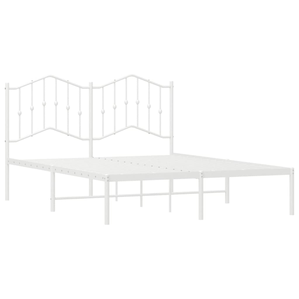 vidaXL Estrutura de cama com cabeceira 135x190 cm metal branco