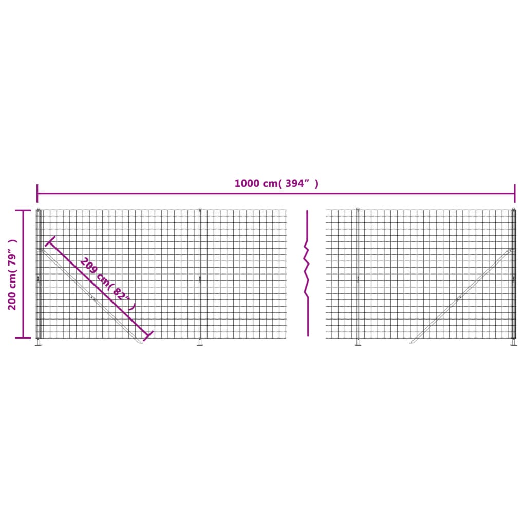 vidaXL Cerca de malha de arame com flange 2x10 m antracite